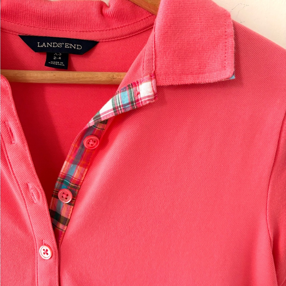 Preppy Pink 🩷 Lands’ End Polo Shirt Cotton Dress XS - Picture 3 of 5